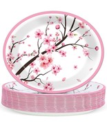 50Pcs Cherry Blossom Party Oval Plates 11 Inch Disposable Pink Cherry Bl... - $33.99