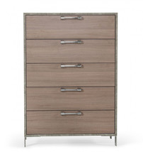 35" Brown Oak And Grey Solid And Manufactured Wood Five Drawer Chest - $30,885.14 MXN