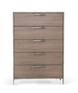 35 Inch Brown Oak And Grey Solid And Manufactured Wood Five Drawer Chest - $2,335.43 CAD