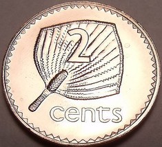 Gem Unc Fiji 2001 2 Cents~Palm Fan~Very Sharp Coin~Elizabeth II - £2.53 GBP