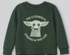Star Wars 5T Baby Yoda The Cuteness Strong In This One Sweatshirt Boys Green NWT - £6.86 GBP