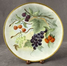 Vintage China Made in Germany Hand Painted Grape &amp; Fruit Decor Plate Gol... - £16.42 GBP