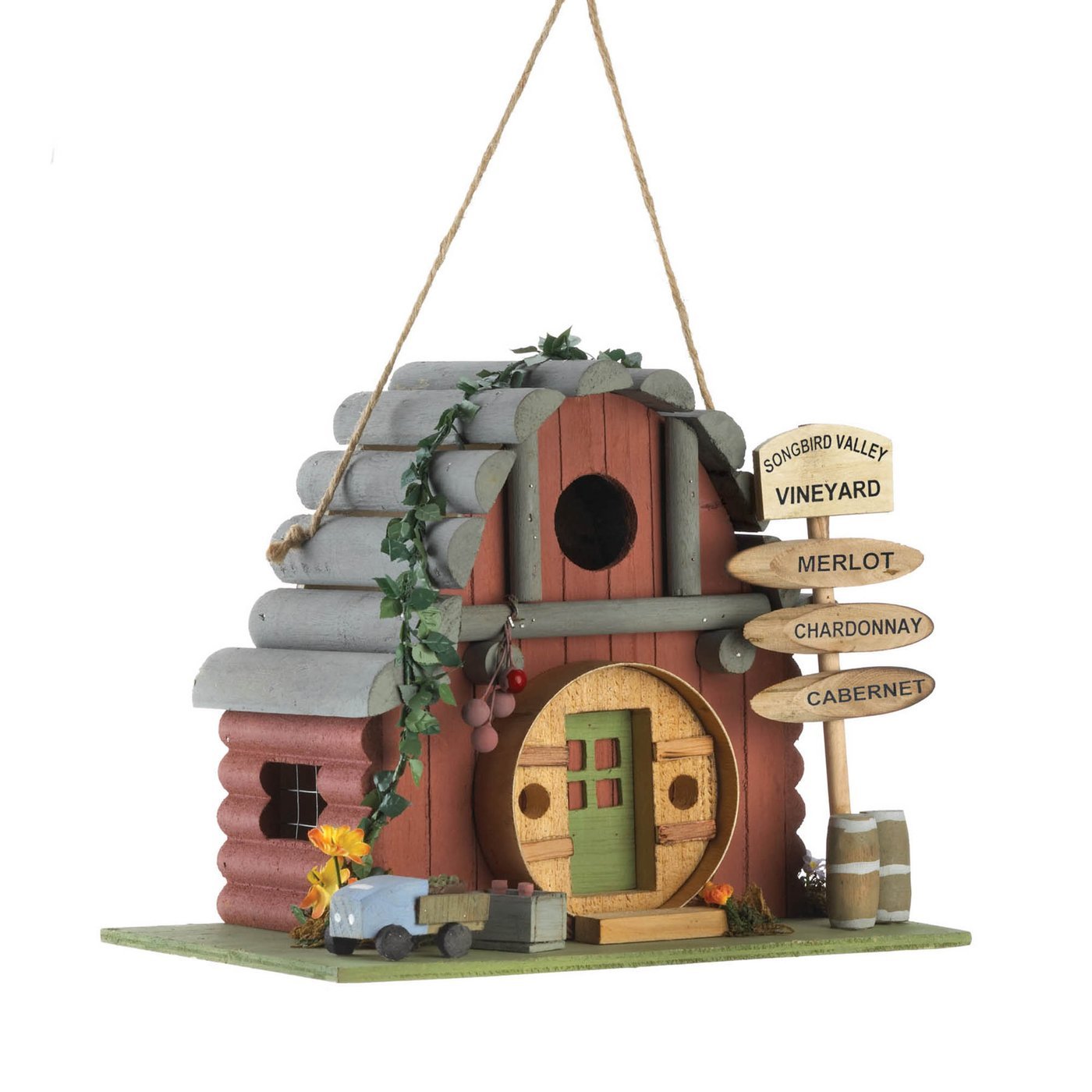 Vintage Winery Log Cabin-Style Bird House - £27.75 GBP