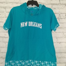 NBA For Her Short Sleeve Hoodie Womens XL Blue White New Orleans Hornets - $24.98