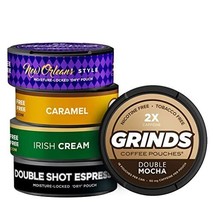 Grinds Coffee Pouches, 5 Can Sampler Tobacco &amp; Nicotine Free Healthy Alt... - $48.25