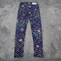 Lularoe Pants Womens One Size Blue Floral Print Casual Pull On Leggings - £15.53 GBP