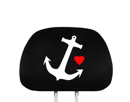 New Car Truck SUV Van Seat Headrest Protector Cover Black Navy Design 1 pc - $9.05