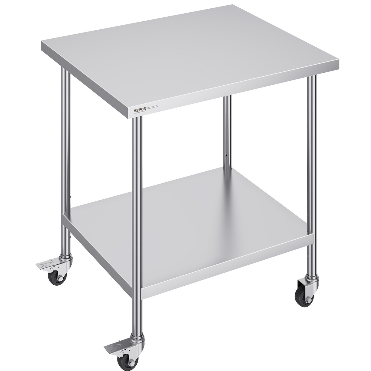 VEVOR Stainless Steel Adjustable Work Table 30x18x38 in, 2 Storeys with ... - $82.99