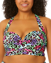 Salt + Cove Trendy Plus Size Leopard Love Molded-Cup X-Back Bikini Top, ... - $22.77