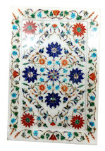 14&quot;x10&quot; Marble Serving Tray Pietra Dura Art Floral Inlay Kitchen Art Gifts - $420.19