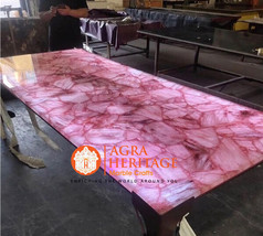 Rose Quartz Agate Stone Dining Table Handmade Furniture, Mid Century Modern Arts - £236.64 GBP+