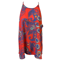 Everly Womens Blouse Tank Top Multicolor Red Blue Paisley Sleeveless Keyhole M - £14.93 GBP