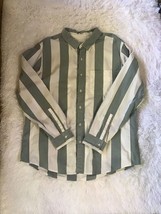 American Eagle Green Stripe Dress Shirt Size XXLT Long Sleeve Business C... - £19.19 GBP