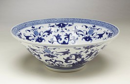 AA Importing 59817 16 Inch Blue &amp; White Bowl - £138.00 GBP