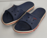 CROCS Bayaband Slide Unisex Sandals Mens 7 / Womens 9 Navy Blue Red Stripe - £22.80 GBP