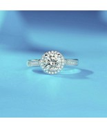 Twinkle Stone Moissanite Engagement Halo Ring 1.0Ct D Real 925 Silver Fo... - $53.83