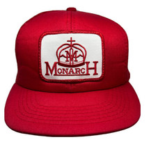 Vintage Monarch Hat Cap Snap Back Red Mesh Trucker Patch Logo Cardinal Caps Mens - £19.77 GBP