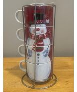 Pier 1 Imports Stackable Snowman Christmas Mug Set with Rack - $459.21 MXN