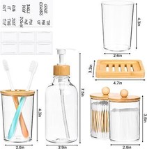 Bamboo Bathroom Accessories Set 6 Pcs Soap Dispenser Toothbrush Holder Toothbrus - £25.99 GBP