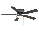 Hugger 52 in. LED Indoor Black Ceiling Fan w/ Light Kit Frosted Opal Gla... - £45.69 GBP