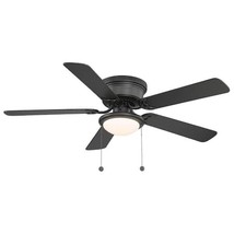 Hugger 52 in. LED Indoor Black Ceiling Fan w/ Light Kit Frosted Opal Glass Shade - £46.26 GBP