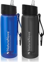 WATER FILTER BOTTLES W/4-STAGE INTEGRATED STRAW BPA-FREE HIKING BACKPACK... - £38.75 GBP