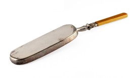 Gorgeous Etched Silverplate &quot;Table Butler&quot; Crumb Tray with Bone Handle - £94.96 GBP