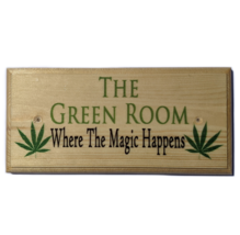 The Green Room Sign, Where The Magic Happens Plaque Weed Stoner Gifts Wooden 547 - £8.00 GBP