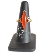 Vintage Avon Ring Adjustable 8 9 Earthstone Orange Elongated Navette Gol... - £15.94 GBP