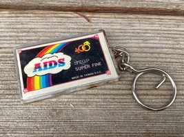 Rare Vtg Aids Awareness Prophylactic Rainbow Keychain 1980&#39;s - £38.84 GBP