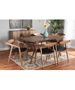 Beasley Black Faux Leather Upholstered and Walnut Brown 7-Piece Dining Set - $1,274.00