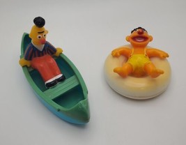 Vintage Sesame Street Hard Plastic Bert in Canoe &amp; Ernie in Inner Tube - £19.59 GBP
