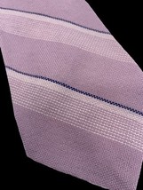 Vintage 70s Tie Necktie Woven Disco Retro Lilac Purple Stripe Preppy Pre... - $39.73