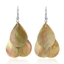 Lush Trio of Teardrop Shaped Brown Lip Seashell Dangle Earrings - £8.22 GBP