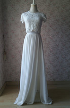 Summer WHITE Slit Chiffon Skirt Wedding Women Plus Size Maxi Chiffon Skirt
