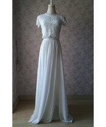 Summer WHITE Slit Chiffon Skirt Wedding Women Plus Size Maxi Chiffon Skirt - £52.55 GBP