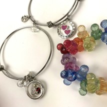 Bracelet Lot Disney La Rocks Mouse Crystal Heart Charm Rainbow stretch bauble - £22.11 GBP
