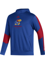 NWT mens XL Adidas Kansas Jayhawks logo fleece pullover sideline hoodie FTBL - £37.40 GBP