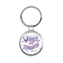 Worlds Best STEPDAUGHTER : Gift Keychain Great Floral Birthday Family Christmas - £6.38 GBP
