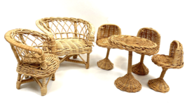 Vintage Wicker Doll Furniture for Barbie or Clone Chairs Couch Mod Bar Stool Lot - £27.45 GBP