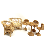Vintage Wicker Doll Furniture for Barbie or Clone Chairs Couch Mod Bar S... - £27.54 GBP