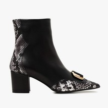 The Gray Black & White Leather Block Heel Women Boot image 3
