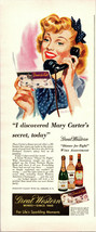 Vintage 1942 Great Western Wines Blonde Girl On Phone Print Ad Advertise... - £5.10 GBP
