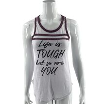 Cold Crush Womens Tank Top XS White Red Burnout Life is Tough So Are You... - $8.91