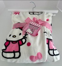 Hello Kitty Plush Throw Blanket Pink &amp; White 60x70 Flower Daisy Bow - £25.68 GBP