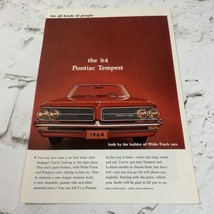 Vintage 1963 Advertising Art Print Ad ‘The 64 Pontiac Tempest’ ‘For All Kinds-‘ - £7.72 GBP