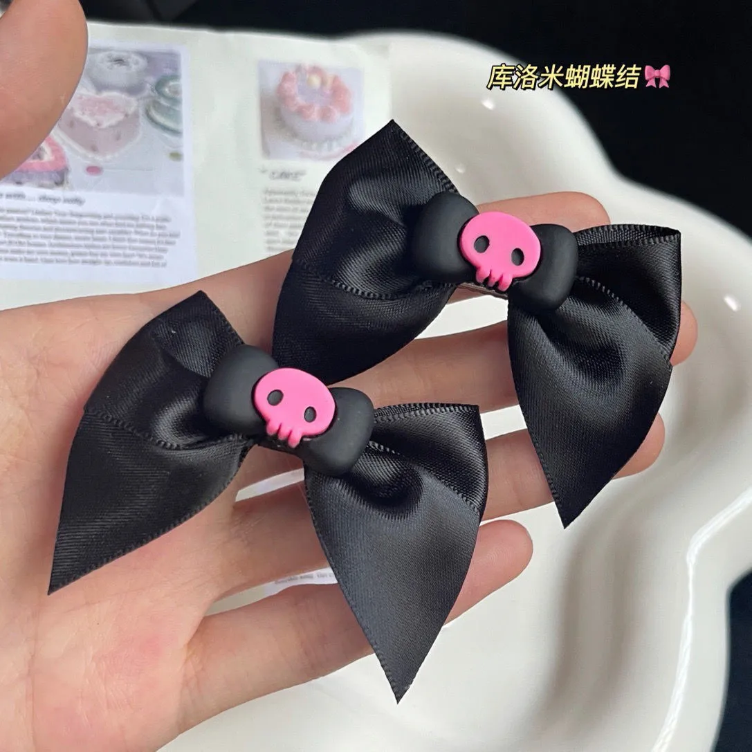 Kawaii Kuromi Sanrio Y2K Style  Bow Hairpin Ins Black Duckbill Clip Student Duck - £8.79 GBP