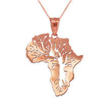 Rose Gold Africa Tree of Life Pendant Necklace - £144.66 GBP+