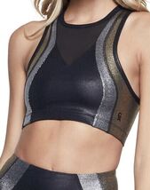 Good American Upper Cut Black Gold Silver Metallic Sports Bra Top Sz 0 (... - €25,75 EUR