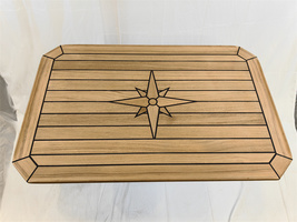 Boat Rectangular Teak Table Top Star Inlay Square Corner 4 Sizes Marine Yacht RV - £265.40 GBP+